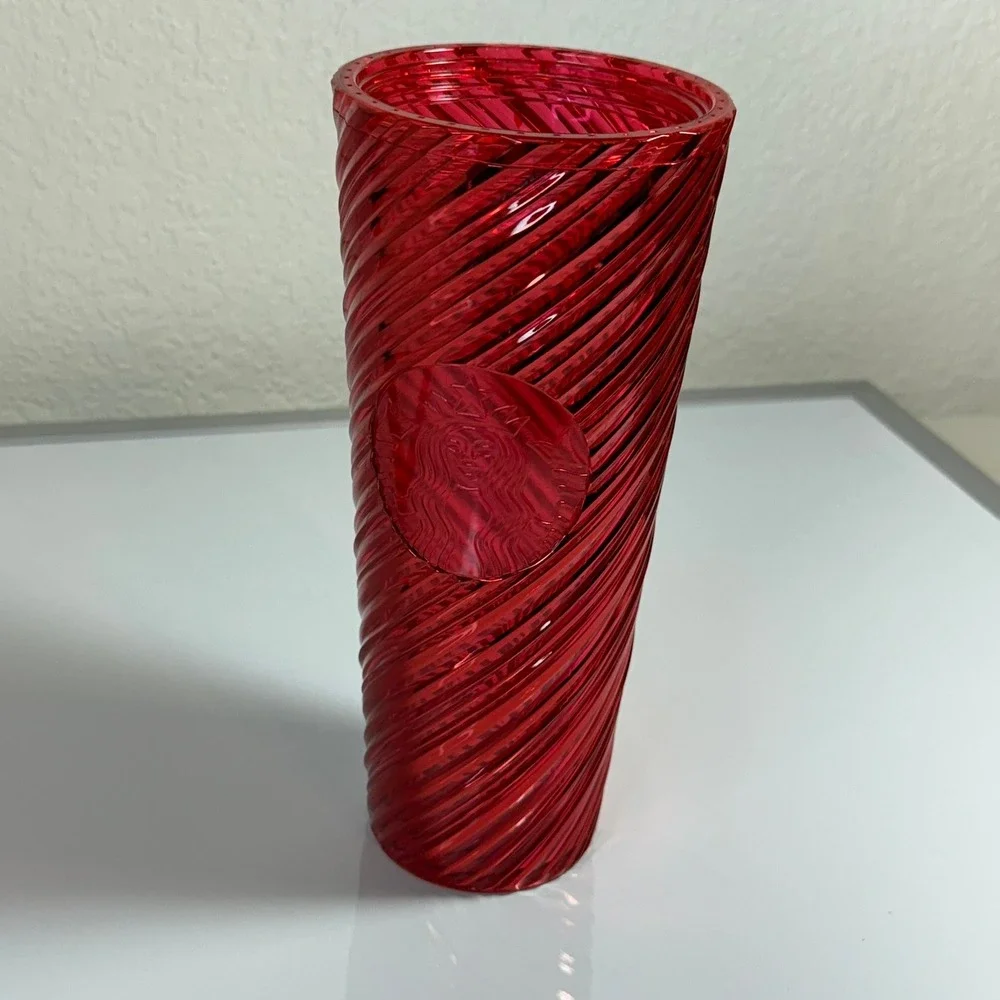 Starbucks Red Swirl‎ Cold Cup Tumbler 24 fl oz Holiday Edition No Lid
